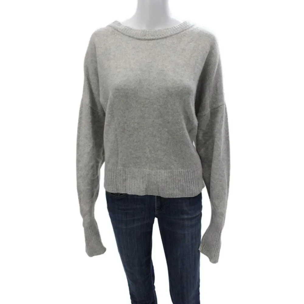 Isabel Marant Women Gray Cashmere Round Neck Long Sleeve Cardigan Size 40